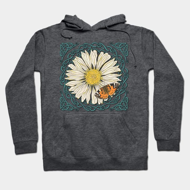 Celtic Daisy and Painted Lady Butterfly Hoodie by lottibrown